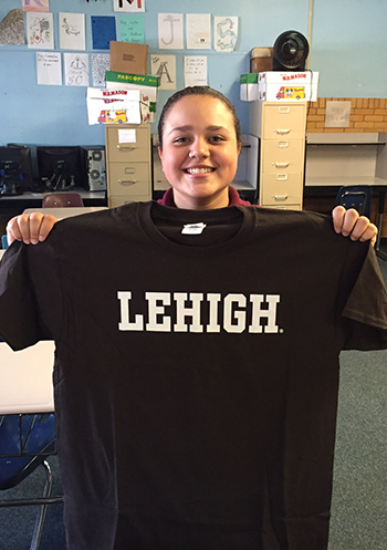 Student with Lehigh T-shirt